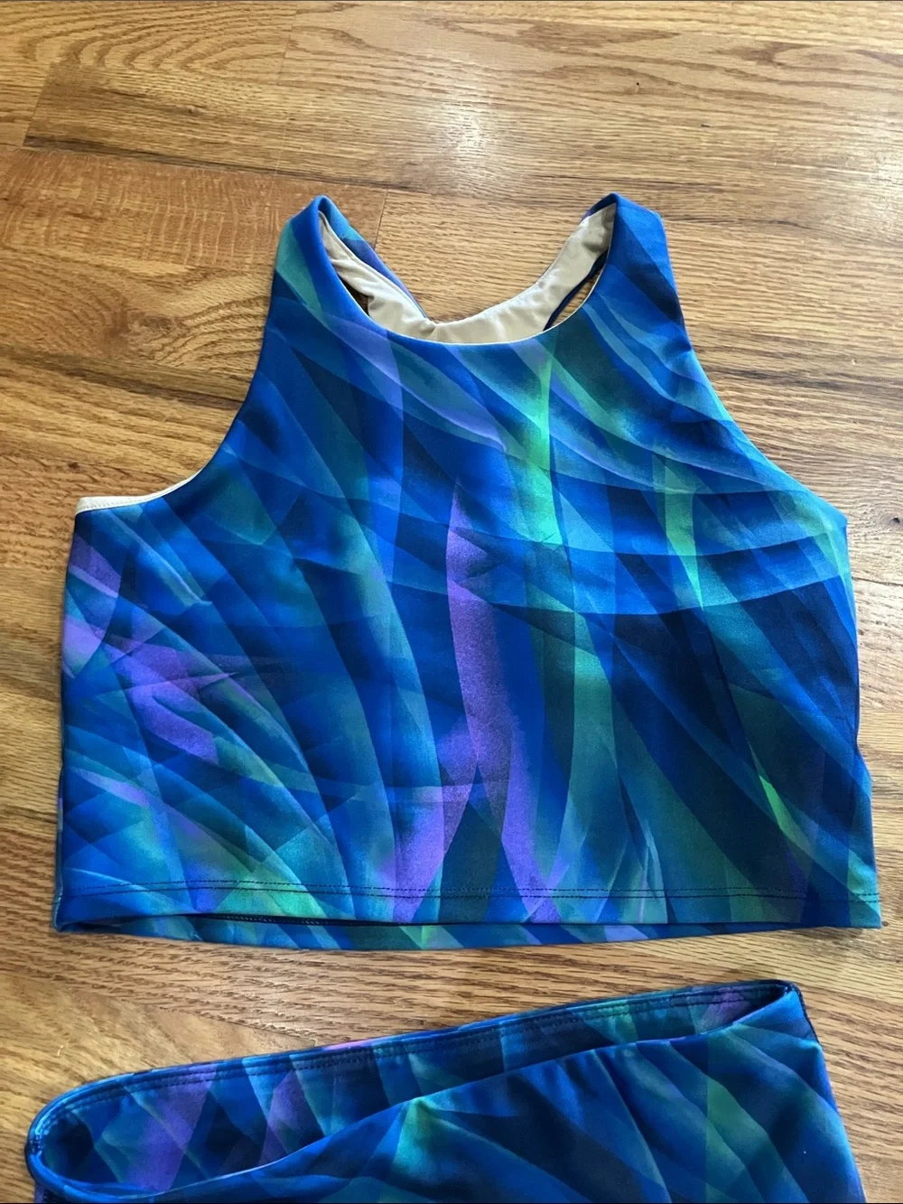 Old Navy Girls Blue and Purple Patterned Skort and Lined Tank Sz 14/16 EUC